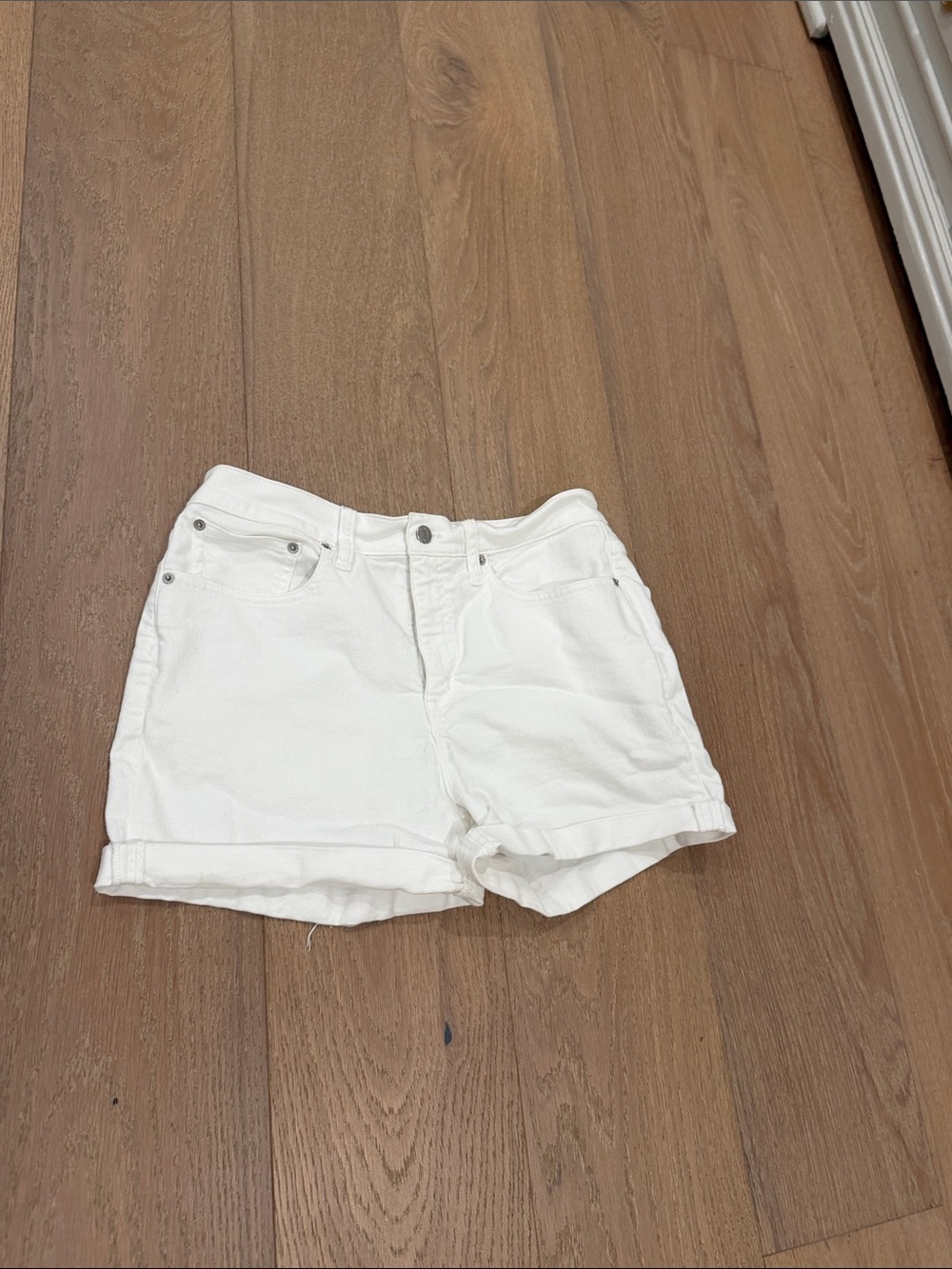 J. Crew White Denim Cuffed Shorts